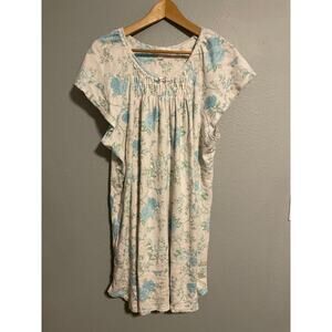 Miss Elaine Women Nightgown 3X Pink Floral Bow Accent Crochet Ruffle Cottagecore